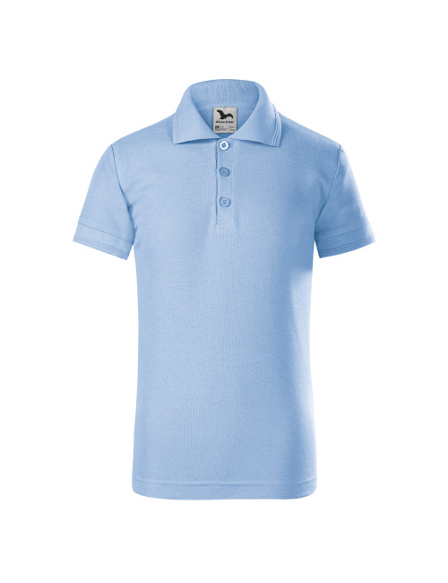 Adler MALFINI Kinder Poloshirt Pique Polo 222, blaue Stickerei