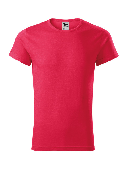 Adler MALFINI Men`s T-shirt Fusion 163 red melange embroidery logo