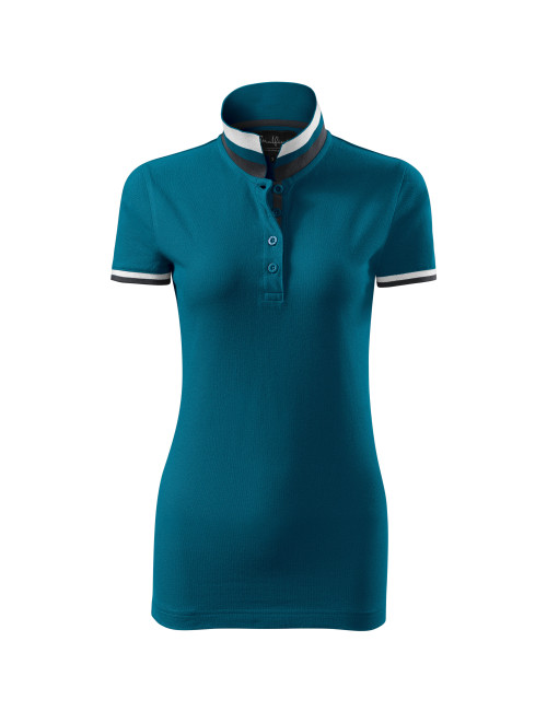 Women`s collar up 257 petrol blue polo shirt Adler Malfinipremium