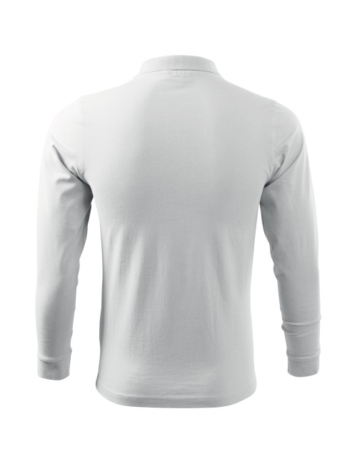 Adler MALFINI Single J. LS 211 men`s polo shirt white embroidery logo