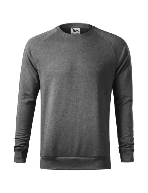 Adler MALFINI Herren-Sweatshirt Merger 415 schwarz meliert mit Logo-Stickerei