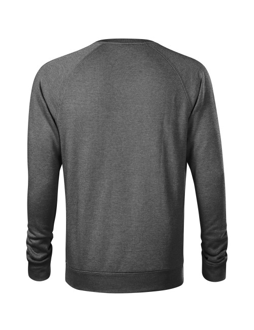 Adler MALFINI Herren-Sweatshirt Merger 415 schwarz meliert mit Logo-Stickerei