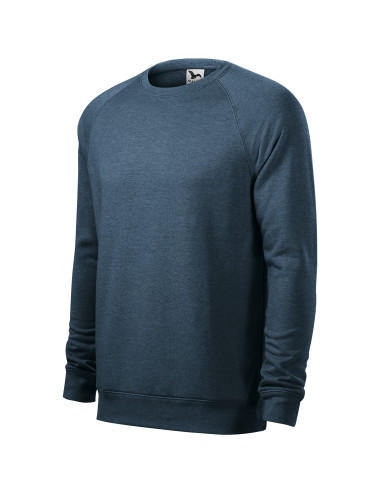 Adler MALFINI Bluza męska Merger 415 ciemny denim melanż nadruk haft