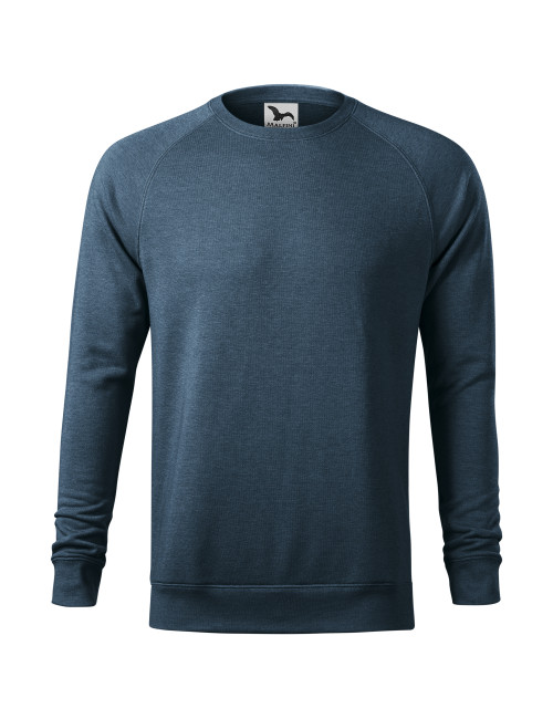 Adler MALFINI Herren-Sweatshirt Merger 415 mit dunkler Denim-Melange-Print-Stickerei