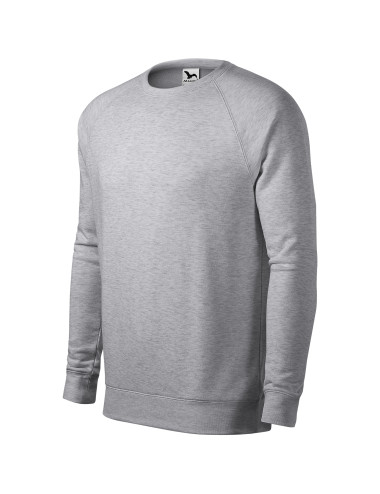 Adler MALFINI Herren-Sweatshirt Merger 415 Silbermelange, Logodruck und Stickerei