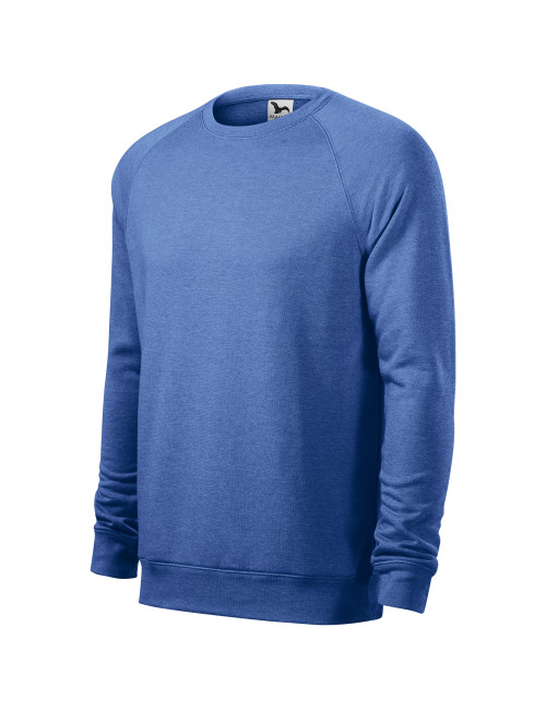 Adler MALFINI Herren-Sweatshirt Merger 415, blaue Melange, Logodruck und Stickerei