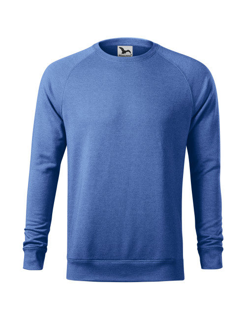 Adler MALFINI Herren-Sweatshirt Merger 415, blaue Melange, Logodruck und Stickerei