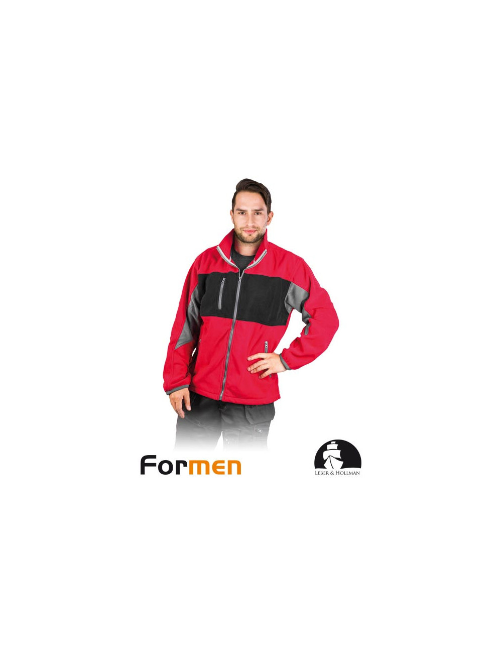 Schützendes Fleece-Sweatshirt lh-fmn-p cbs rot-schwarz-grau Leber&amp;hollman
