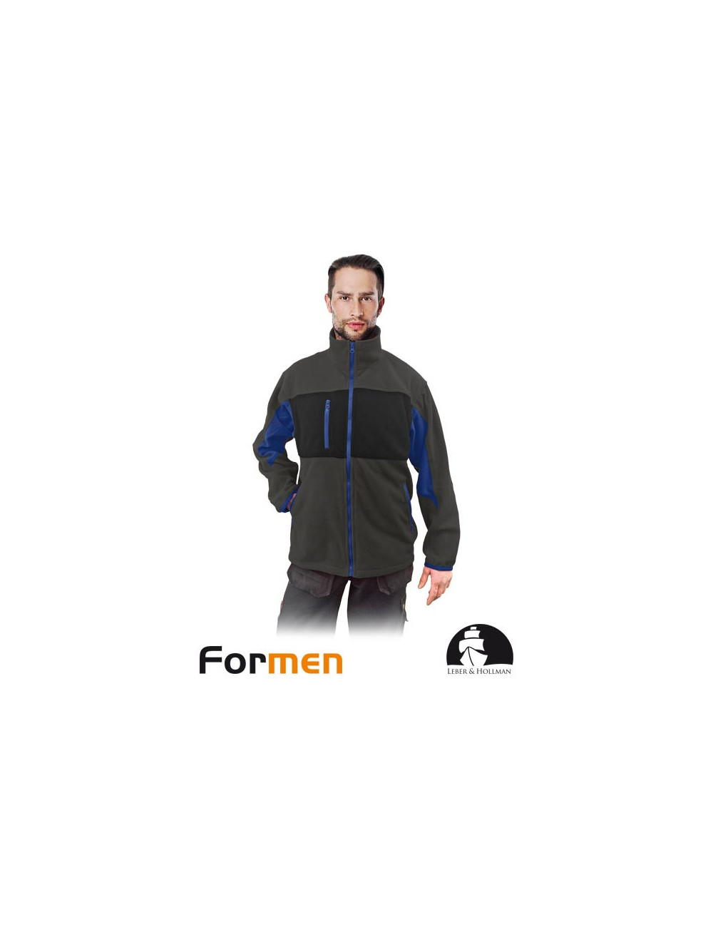Schützendes Fleece-Sweatshirt lh-fmn-p dsbn dunkelgrau-schwarz-blau Leber&amp;hollman