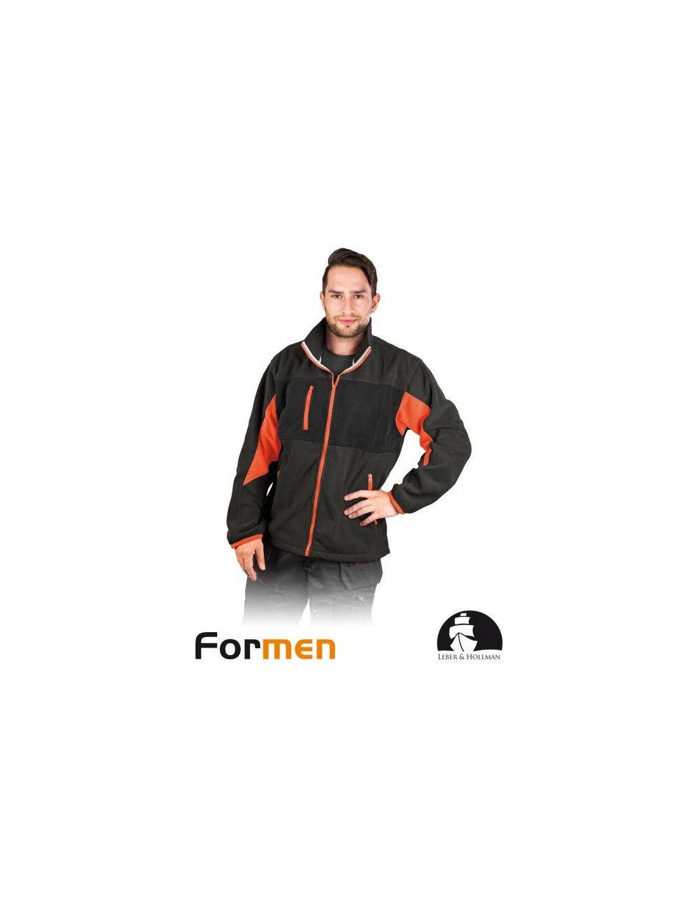 Schützendes Fleece-Sweatshirt lh-fmn-p dsbp dunkelgrau-schwarz-orange Leber&amp;hollman