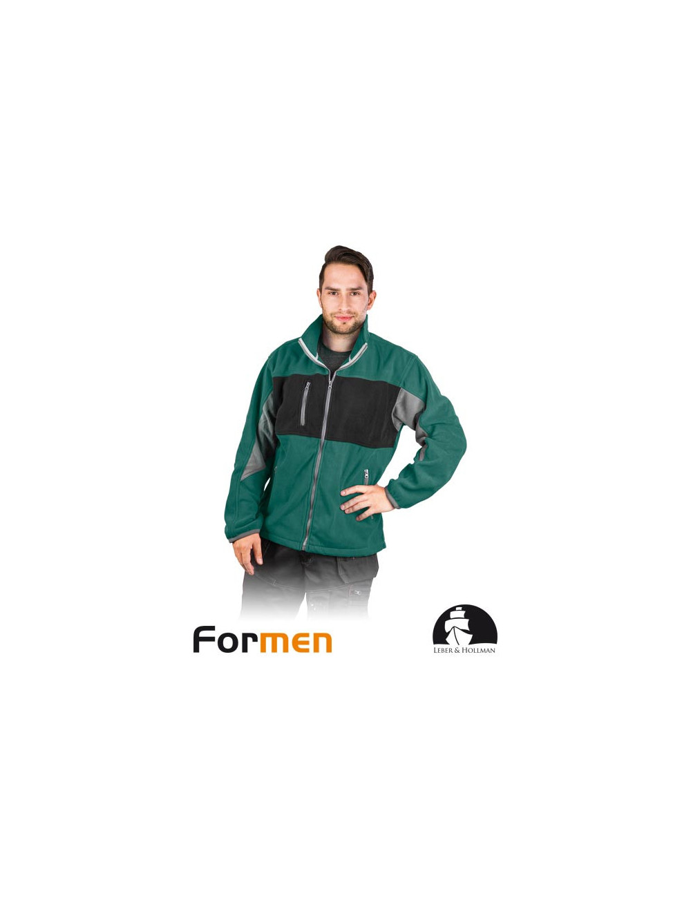 Schützendes Fleece-Sweatshirt lh-fmn-p zbs grün-schwarz-grau Leber&amp;hollman