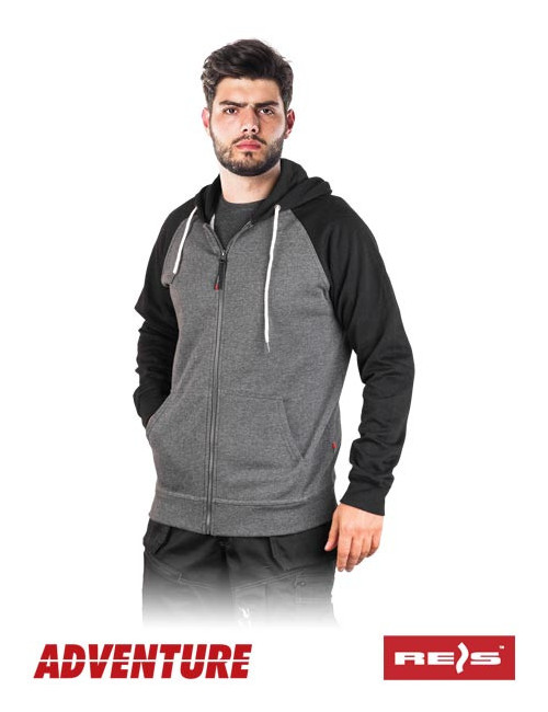 Sweatshirt aus Baumwollfleece, Kapuze, Reißverschluss, Taschen, Aufdruck