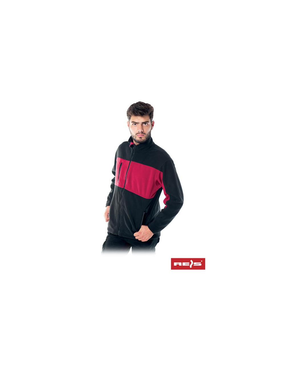 Schützendes Fleece-Sweatshirt Polar-Doble CB rot-schwarz Reis