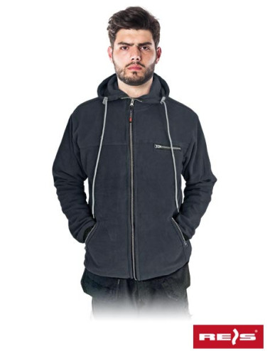 Trendy fleece hoodie with zipper, garment branding with embroidery