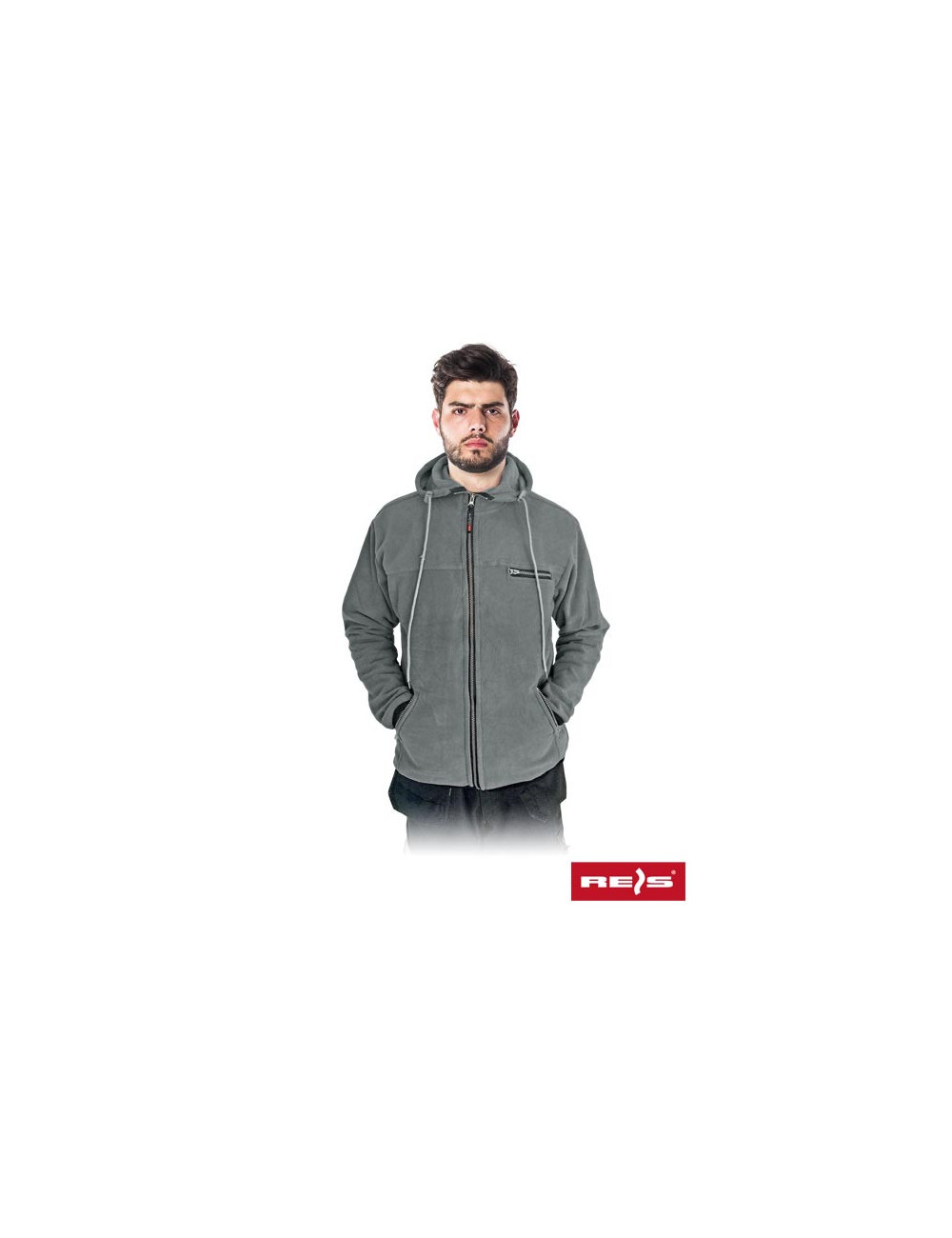 Schutz-Fleece-Sweatshirt mit Polar-Kapuze, Grau/Stahl Reis