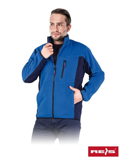 Unisex zip-up fleece sweatshirt with pockets, possible company logo, embroidery