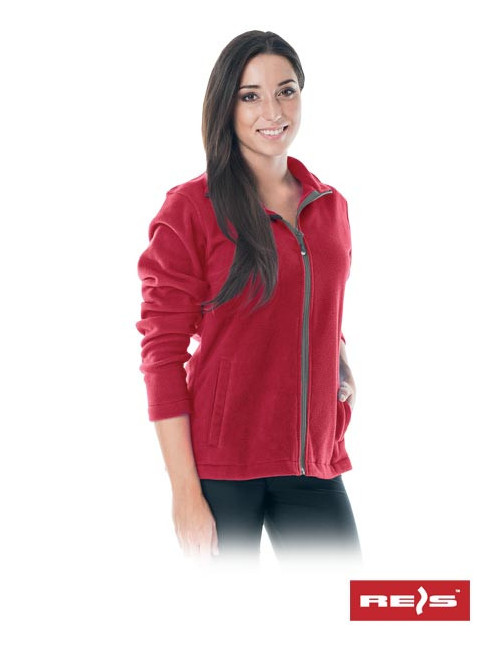 Women`s warm fleece sweatshirt with a zipper, marking clothing, embroidery