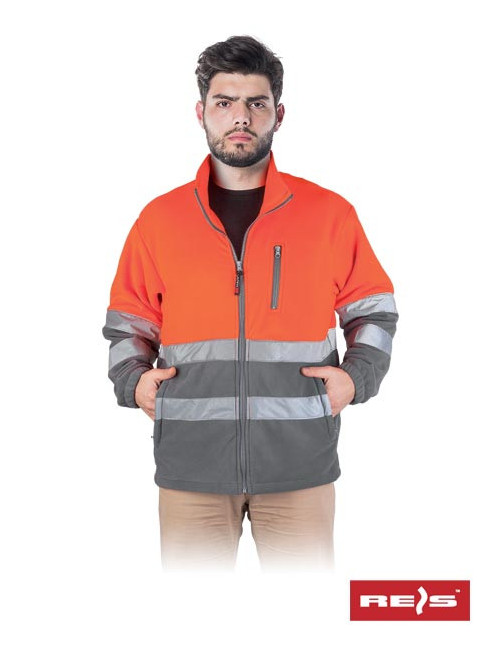 Schützendes Fleece-Sweatshirt Polstrip PS orange-grau Reis