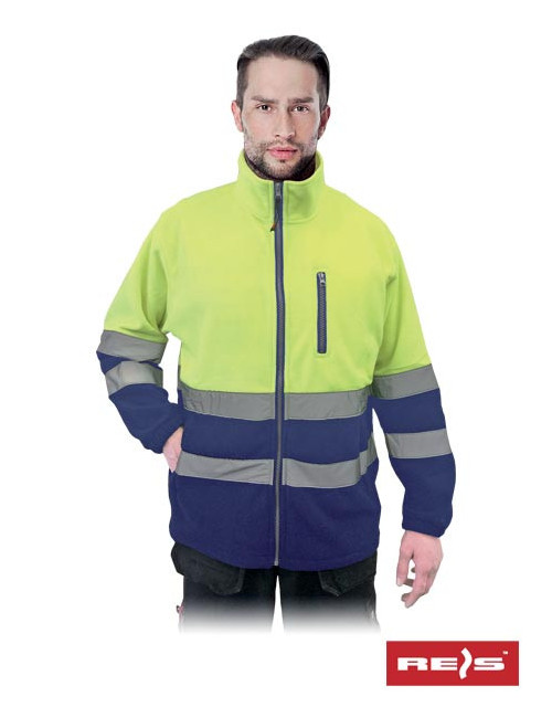 Fleece-Sweatshirt mit reflektierenden Streifen, Reißverschluss, Logo möglich