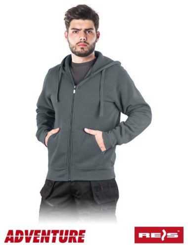 Dunkelgraues Sweatshirt mit Kapuze, Taschen, Stickerei und Logo
