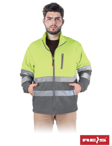 Gelb-graues reflektierendes Fleece-Sweatshirt für Herren, Bedruckung und Stickerei möglich