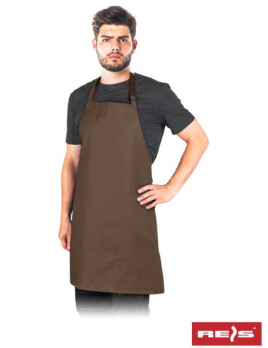 "Reis FPB-Classic BR Brown Apron - Durable, Adjustable, Embroidery Op