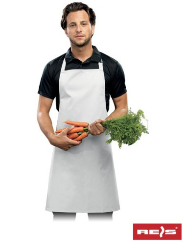 "Reis White Apron FPB-KL: Durable, Adjustable, Easy-Care & Logo Custo