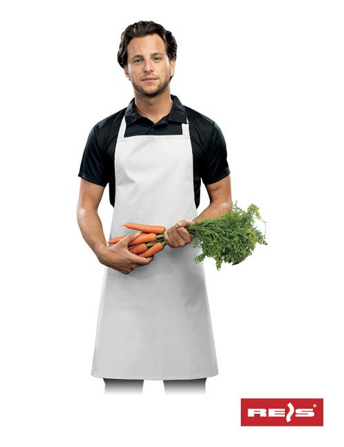 "Reis White Apron FPB-KL: Durable, Adjustable, Easy-Care & Logo Custo