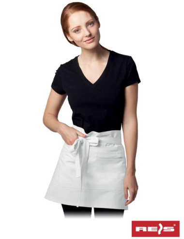 "White fzap-2ks Reis Short Apron - Durable, Comfortable, 100% Cotton 