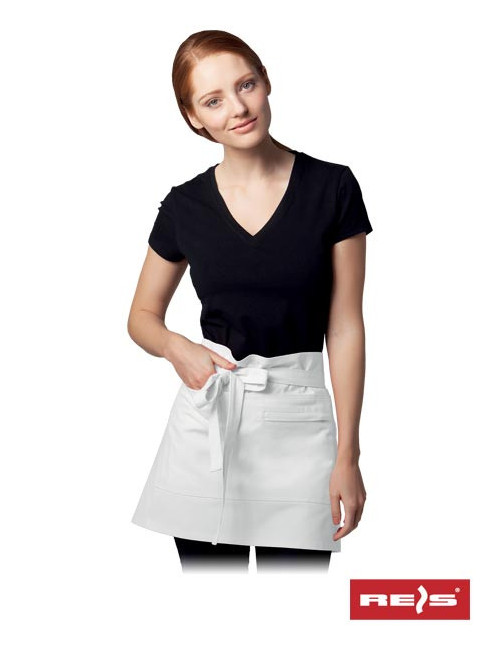 "White fzap-2ks Reis Short Apron - Durable, Comfortable, 100% Cotton 