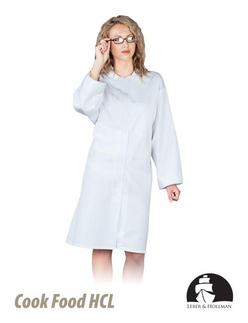 LEBER&amp;HOLLMAN WOMEN`S PROTECTIVE APRON LH-FOOD+CWO WHITE