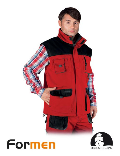 Isolierte, ärmellose Schutzjacke lh-fmnw-v cbs rot-schwarz-grau Leber&amp;hollman