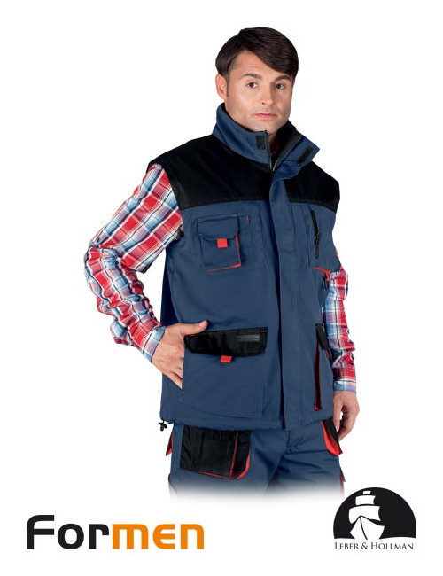 Bezrękawnik ochronny ocieplany lh-fmnw-v gbc granatowo-czarno-czerwony Leber&hollman