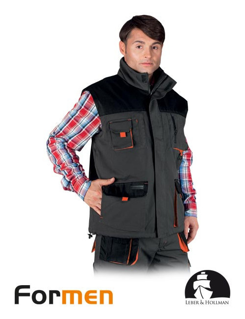 Isolierte, ärmellose Schutzjacke lh-fmnw-v sbp stahl-schwarz-orange Leber&amp;hollman