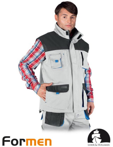 Isolierte, ärmellose Schutzjacke lh-fmnw-v wsn weiß-grau-blau Leber&amp;hollman
