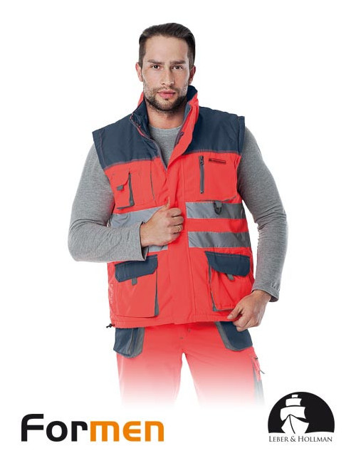 Isolierte, ärmellose Schutzjacke lh-fmnx-v cgs rot-marineblau-grau Leber&amp;hollman