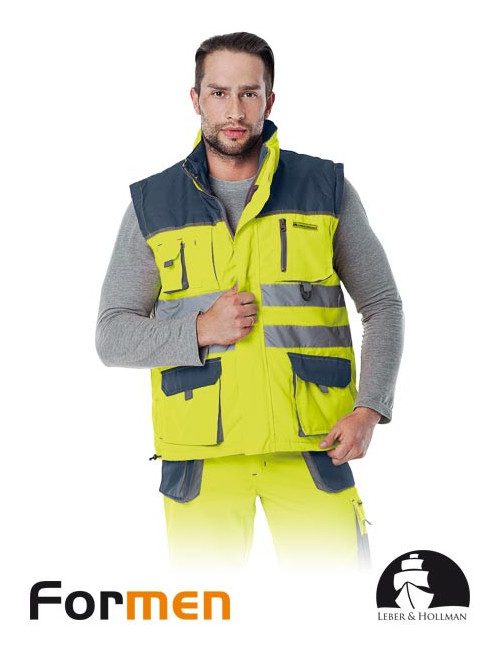 Isolierte, schützende, ärmellose Jacke lh-fmnx-v ygs gelb-marineblau-grau Leber&amp;hollman