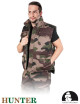 Insulated vest in camo color, pockets, extended back