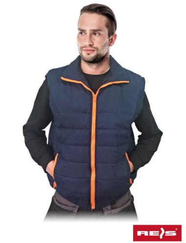 Gesteppte, isolierte, ärmellose Jacke mit Reißverschluss, Kordelzug und Logo-Stickerei