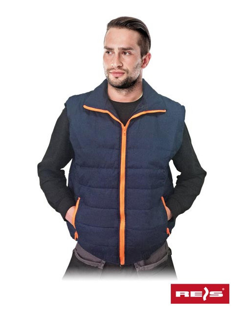 Gesteppte, isolierte, ärmellose Jacke mit Reißverschluss, Kordelzug und Logo-Stickerei