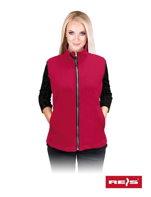 Women`s zip-up fleece vest, ideal for embroidery
