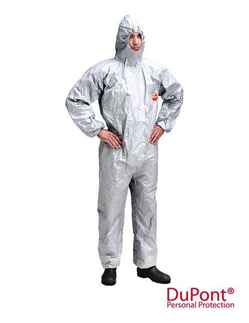 Diese f-cha5s-Schutzanzüge sind grau/stahlfarben von Dupont