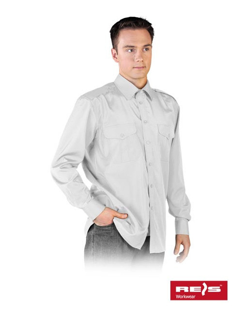 Koszula wizytowa z długim rękawem, z pagonami na ramionach, biała,HAFT