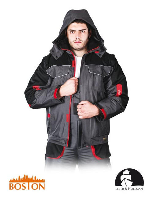 LEBER&amp;HOLLMAN PROTECTIVE PADDED JACKET LH-BSW-J SBC GREY-BLACK-RED