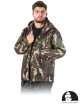 Camo jacket, lined with fleece, hood with a visor, sliding under the armpits