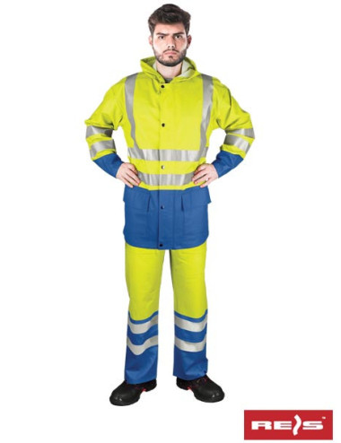 Regenschutzset kplpufluo in gelbem und blauem Reis