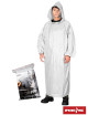 Raincoat with a hood, polyethylene, sleeve cuffs, white