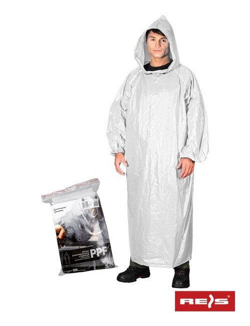 Regenmantel mit Kapuze, Polyethylen, abnehmbare Ärmel, weiß