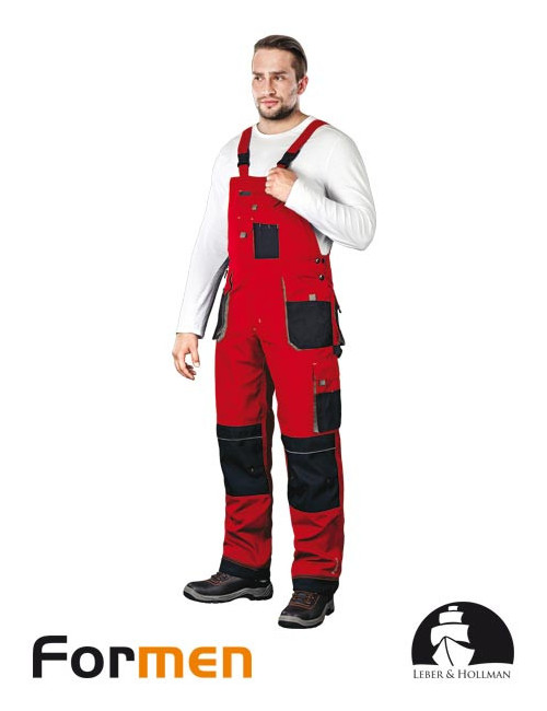 Schutzlatzhose lh-fmn-b cbs rot-schwarz-grau Leber&amp;hollman