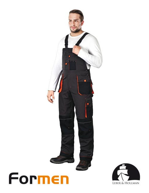LEBER&amp;HOLLMAN PROTECTIVE BIB PANTS LH-FMN-B SBP STEEL-BLACK-ORANGE